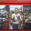 Vista de varias fotografías en una exposición en Oslo, Noruega, que documenta el activismo político de la opositora venezolana María Corina Machado y el éxodo de millones de sus compatriotas por la situación política del país, este martes.