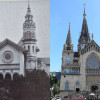Fotos I Archivo I LA PATRIA  En la izquierda la primera catedral de Manizales, arrasada por un incendio el viernes 20 de marzo de 1926. En la derecha,su reemplazo: la Catedral Basílica Metropolitana, nacida en 1939. Vea el paso a paso de su origen, a partir de la fundación de la ciudad el 12 de octubre de 1849.