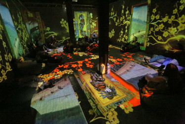  La sala inmersiva proyecta las principales pinceladas del autor y un narrador lee frases famosas de Van Gogh en el espectáculo audiovisual de 50 minutos. 
