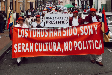 Taurinos de Manizales, durante su manifestación el pasado fin de semana a favor de la fiesta brava.