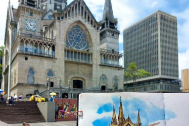 La ilustradora Elisabetta Zorzenone, de viaje por Latinoamérica, pasó por Manizales y se enamoró de la Catedral, por lo que la pintó y compartió la obra en redes.