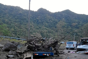 Las primeras versiones indican el conductor del bus intentó dar un giro en la carretera, pero perdió el control, colisionó con otro y cayó al barranco.