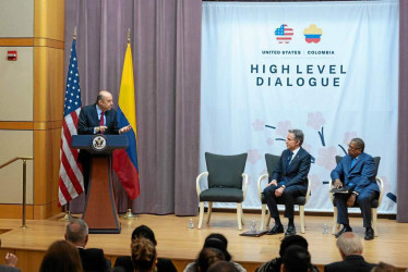 Instalación del Diálogo de Alto Nivel Colombia - Estados Unidos que tiene como protagonistas a Álvaro Leyva, ministro de Relaciones Exteriores colombiano, y Antony Blinken, secretario de Estado de los EE.UU.