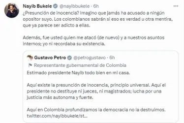 Un nuevo intercambio de mensajes entre los mandatarios Colombia y El Salvador.