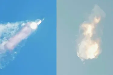 La explosión del cohete Starship después del despegue. 