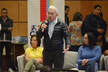 Álvaro Uribe Vélez, en el centro de convenciones Termales El Otoño, durante su reciente visita a Manizales. 