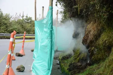 Emanación de gas en una ladera del sector suroriental del volcán Cerro Bravo. 