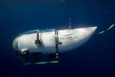 Fotografía facilitada por Ocean Gate que muestra el exterior de un submarino turístico, con capacidad para cinco personas, operado por la citada compañía.