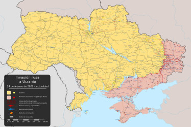 Mapa de la situación en Ucrania en fecha del 5 de julio del 2022.