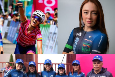 La manizaleña Diana Carolina Peñuela (izquierda) buscará su segundo título consecutivo en la Vuelta. Luisa Fernanda Naranjo (derecha) es otra caldense que disputará la carrera. Natalia Carmona y Yuri Marcela Alzate van con el equipo de Supergiros Susuerte (abajo).