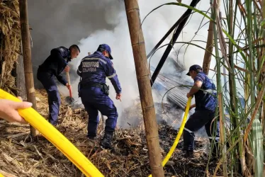 La molienda afectada por el incendio en zona rural de Marquetalia.