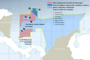 Explicación gráfica del litigio entre Colombia y Nicaragua en el mar Caribe.
