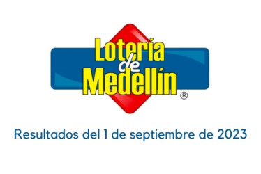 Logo de la Lotería de Medellín con un texto abajo que dice "Resultados del 1 de septiembre de 2023"