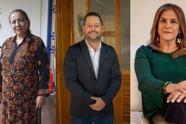 Luz Elena Castaño, designada secretaria de Cultura; Andrés Duque, próximo secretario de Deporte, y Amparo Sánchez, futura gerente de Inficaldas.