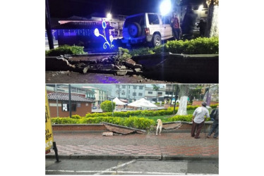 Un conductor embriagado se subió a una de las zonas verdes del parque de Pácora (Caldas) y dañó el muro.
