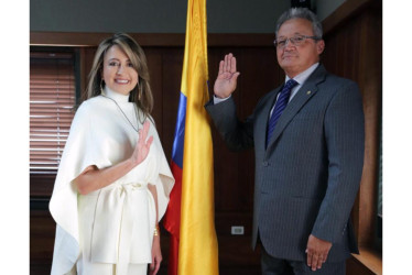 Los magistrados Diana Alexandra Remolina y Jorge Enrique Vallejo, presidenta y vicepresidente del Consejo Nacional de la Judicatura para el 2024.