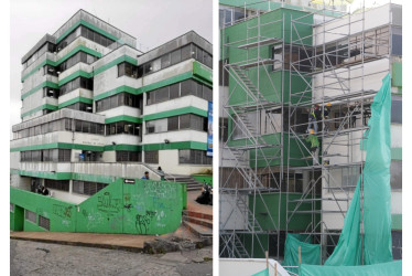 A la izquierda, el estado del edificio del ICBF previo al proceso de cambio. Ahora, como se aprecia a la derecha, la fachada está a un par de semanas de terminarse, según los plazos pactados.