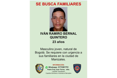 Iván Ramiro Bernal Quintero, natural de Bogotá, de 23 años, es la víctima.