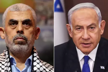 Yahya Sinwar (izquierda) y Benjamín Netanyahu.