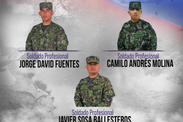 Los tres soldados muertos en combate en el Cauca.