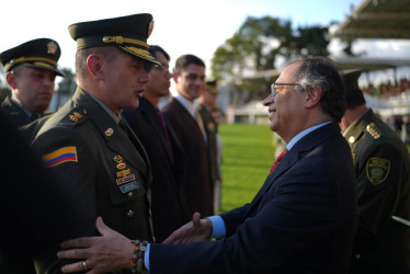 El presidente, Gustavo Petro, este martes durante la ceremonia de ascensos de coroneles a generales de la Policía Nacional que se cumplió en la Escuela de Cadetes General Santander en Bogotá.