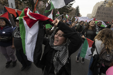 En Santiago de Chile hubo una manifestación esta semana a favor del Estado de Palestina.