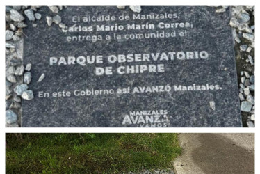 El antes y el después del lugar en donde fue ubicada la placa del observatorio de Chipre. 