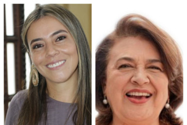 Karen Suárez y María Constanza Montoya, integrantes del Centro Democrático. 