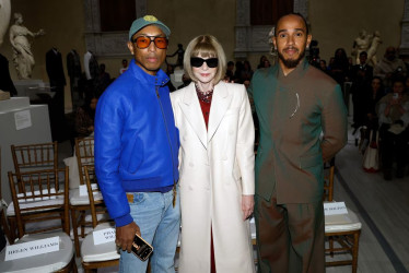 La jefa de redacción de Vogue Anna Wintour estará acompañada del cantante y diseñador Pharrell Williams, el piloto de Fórmula 1 Lewis Hamilton.