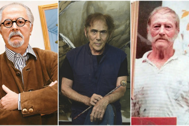 Fernando Botero, David Manzur y Alejandro Obregón, artistas colombianos.