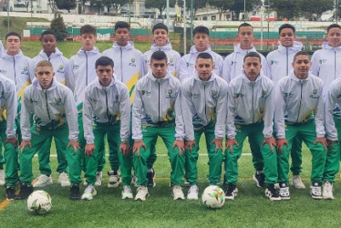 El seleccionado de Caldas que debuta este domingo en el fútbol masculino de los I Juegos Nacionales Juveniles.