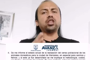 Esta es la imagen del video en el que el animalista Jhon Hemayr Yepes expone presuntas irregularidades de la Secretaría de Salud de Manizales.