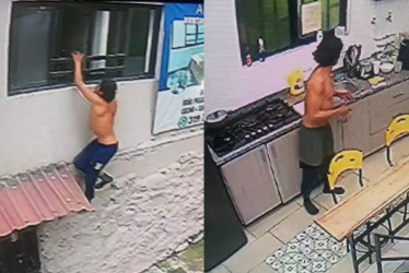 Así quedó registrado el momento en el que el hombre ingresó a la vivienda en Manizales.