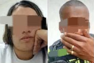 Jéssica y el uniformado lesionado. Ambos durante la audiencia.