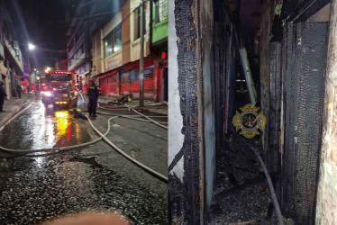 El incendio anoche en el Centro de Manizales.