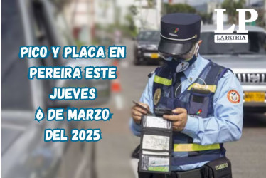 Conozca los vehículos que tienen restricción de circulación este jueves en Pereira.