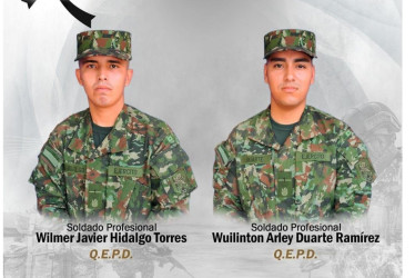 Wilmer Javier Hidalgo Torres y Wuilinton Arley Duarte Ramírez, los soldados muertos.