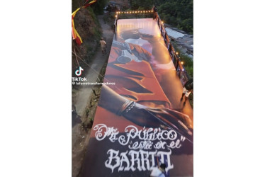 El mural de Arcangel que pintaron los artistas pereiranos. 