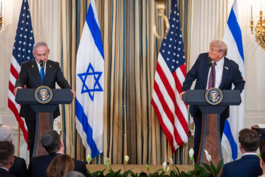 El primer ministro israelí, Benjamin Netanyahu y el presidente de Estados Unidos, Donald Trump.
