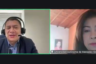  Diego Alejandro Soto Herrera, director de la Biblioteca y Centro de Recursos de la Universidad de Manizales y Gloria Cecilia Córdoba, coordinadora de la Biblioteca Alonso Borrero Cabal de la Universidad Autónoma. 