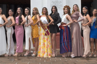 Las candidatas al IV Reinado Nacional del Paisaje Cultural Cafetero Colombiano en Salamina (Caldas).
