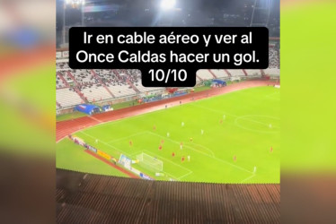 A las 7:41 de la noche del miércoles (1 de octubre) Juan José Bedoya Quiroga grabó el segundo gol del Once Caldas desde el cable aéreo.