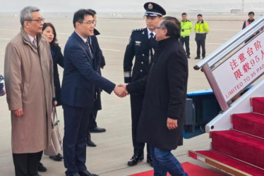 El recibimiento al presidente, Gustavo Petro, en China, el 23 de octubre del 2023.