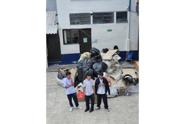 La cantidad de reciclaje que ha salido desde el colegio Adolfo Hoyos.