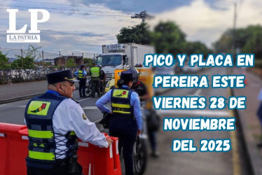 Pico y placa en Pereira (Risaralda) este viernes, 28 de noviembre del 2025