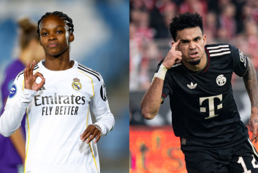 Linda Caicedo, con el Real Madrid femenino, y Luis Díaz, con el Bayern Múnich