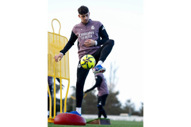 El uruguayo Federico Valverde en el entrenamiento luego del descanso de Navidad. 