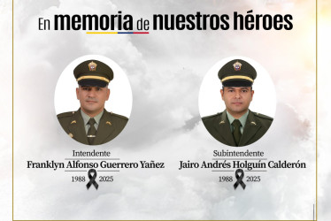 Franklin Guerrero y Jairo Holguín, los policías asesinados cuando se movilizaban en su motocicleta.