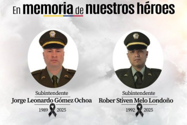 oto|Policía |  LA PATRIA  Los policías Jorge Leandro Gómez Ochoa y Rober Stiven Melo Londoño fueron asesinados en la madrugada de este martes (16 de diciembre), en Cali, en un atentado con explosivos.