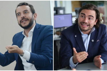 El gerente de la Unidad de Gestión de Aerocafé, Fernando Merchán (izq.), reconoce su participación en el acto de campaña de Santiago Osorio (der.) y asegura que no está inhabilitado porque se rige por el derecho privado.